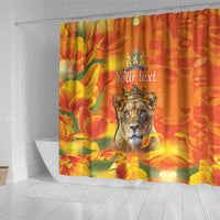 Personalized Netherlands Koninginnedag Shower Curtain 30th April Lioness with Orange Tulip