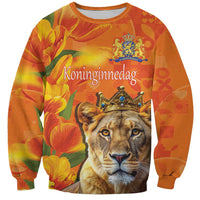 Personalized Netherlands Koninginnedag Sweatshirt 30th April Lioness with Orange Tulip