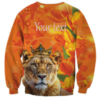 Personalized Netherlands Koninginnedag Sweatshirt 30th April Lioness with Orange Tulip