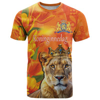 Personalized Netherlands Koninginnedag T Shirt 30th April Lioness with Orange Tulip