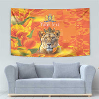Personalized Netherlands Koninginnedag Tapestry 30th April Lioness with Orange Tulip
