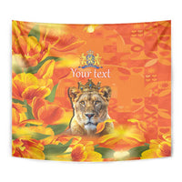 Personalized Netherlands Koninginnedag Tapestry 30th April Lioness with Orange Tulip