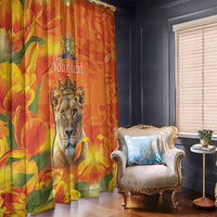 Personalized Netherlands Koninginnedag Window Curtain 30th April Lioness with Orange Tulip