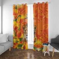 Personalized Netherlands Koninginnedag Window Curtain 30th April Lioness with Orange Tulip