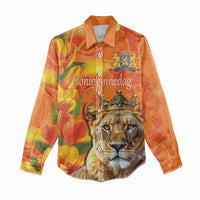 Personalized Netherlands Koninginnedag Women Casual Shirt 30th April Lioness with Orange Tulip