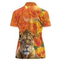 Personalized Netherlands Koninginnedag Women Polo Shirt 30th April Lioness with Orange Tulip