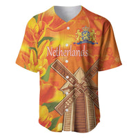 Personalized Netherlands Orange Tulip and Wildmill Baseball Jersey