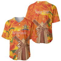 Personalized Netherlands Orange Tulip and Wildmill Baseball Jersey