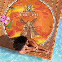 Personalized Netherlands Orange Tulip and Wildmill Beach Blanket