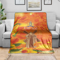 Personalized Netherlands Orange Tulip and Wildmill Blanket