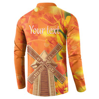 Personalized Netherlands Orange Tulip and Wildmill Button Sweatshirt
