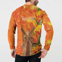 Personalized Netherlands Orange Tulip and Wildmill Button Sweatshirt