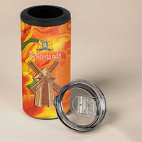Personalized Netherlands Orange Tulip and Wildmill 4 in 1 Can Cooler Tumbler