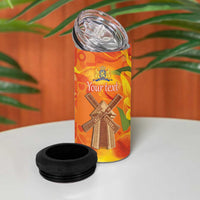 Personalized Netherlands Orange Tulip and Wildmill 4 in 1 Can Cooler Tumbler