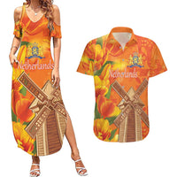 Personalized Netherlands Orange Tulip and Wildmill Couples Matching Summer Maxi Dress and Hawaiian Shirt