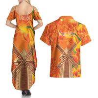 Personalized Netherlands Orange Tulip and Wildmill Couples Matching Summer Maxi Dress and Hawaiian Shirt