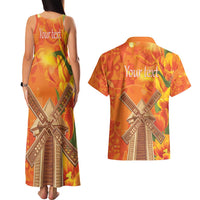 Personalized Netherlands Orange Tulip and Wildmill Couples Matching Tank Maxi Dress and Hawaiian Shirt