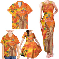 Personalized Netherlands Orange Tulip and Wildmill Family Matching Tank Maxi Dress and Hawaiian Shirt
