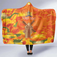 Personalized Netherlands Orange Tulip and Wildmill Hooded Blanket