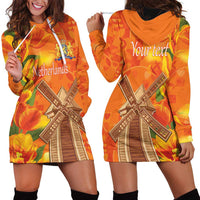 Personalized Netherlands Orange Tulip and Wildmill Hoodie Dress