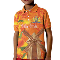 Personalized Netherlands Orange Tulip and Wildmill Kid Polo Shirt
