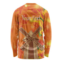 Personalized Netherlands Orange Tulip and Wildmill Long Sleeve Shirt