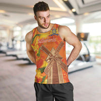 Personalized Netherlands Orange Tulip and Wildmill Men Tank Top