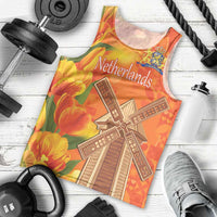 Personalized Netherlands Orange Tulip and Wildmill Men Tank Top