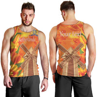 Personalized Netherlands Orange Tulip and Wildmill Men Tank Top