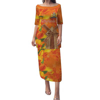Personalized Netherlands Orange Tulip and Wildmill Puletasi