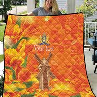 Personalized Netherlands Orange Tulip and Wildmill Quilt