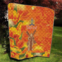 Personalized Netherlands Orange Tulip and Wildmill Quilt