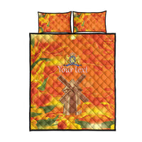 Personalized Netherlands Orange Tulip and Wildmill Quilt Bed Set