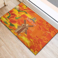 Personalized Netherlands Orange Tulip and Wildmill Rubber Doormat