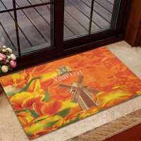 Personalized Netherlands Orange Tulip and Wildmill Rubber Doormat