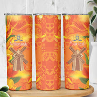 Personalized Netherlands Orange Tulip and Wildmill Skinny Tumbler