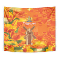 Personalized Netherlands Orange Tulip and Wildmill Tapestry