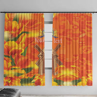 Personalized Netherlands Orange Tulip and Wildmill Window Curtain