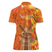 Personalized Netherlands Orange Tulip and Wildmill Women Polo Shirt