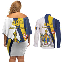 Portugal Madeira Day 1st July Couples Matching Off Shoulder Short Dress and Long Sleeve Button Shirt Das Ilhas as Mais Belas e Livres LT17