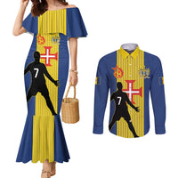 Custom Portugal Maderia Football Couples Matching Mermaid Dress and Long Sleeve Button Shirt Sporty Style
