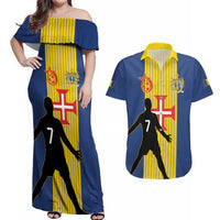 Custom Portugal Maderia Football Couples Matching Off Shoulder Maxi Dress and Hawaiian Shirt Sporty Style