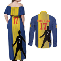 Custom Portugal Maderia Football Couples Matching Off Shoulder Maxi Dress and Long Sleeve Button Shirt Sporty Style