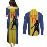 Custom Portugal Maderia Football Couples Matching Puletasi and Long Sleeve Button Shirt Sporty Style