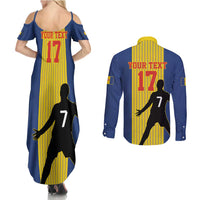 Custom Portugal Maderia Football Couples Matching Summer Maxi Dress and Long Sleeve Button Shirt Sporty Style