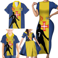 Custom Portugal Maderia Football Family Matching Short Sleeve Bodycon Dress and Hawaiian Shirt Sporty Style