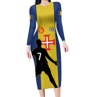 Custom Portugal Maderia Football Long Sleeve Bodycon Dress Sporty Style