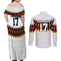 Custom Germany Football Couples Matching Off Shoulder Maxi Dress and Long Sleeve Button Shirt Sporty Style