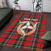 Personalized Isle of Man Triskelion Area Rug Celtic Knots with Red Tartan