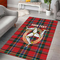 Personalized Isle of Man Triskelion Area Rug Celtic Knots with Red Tartan